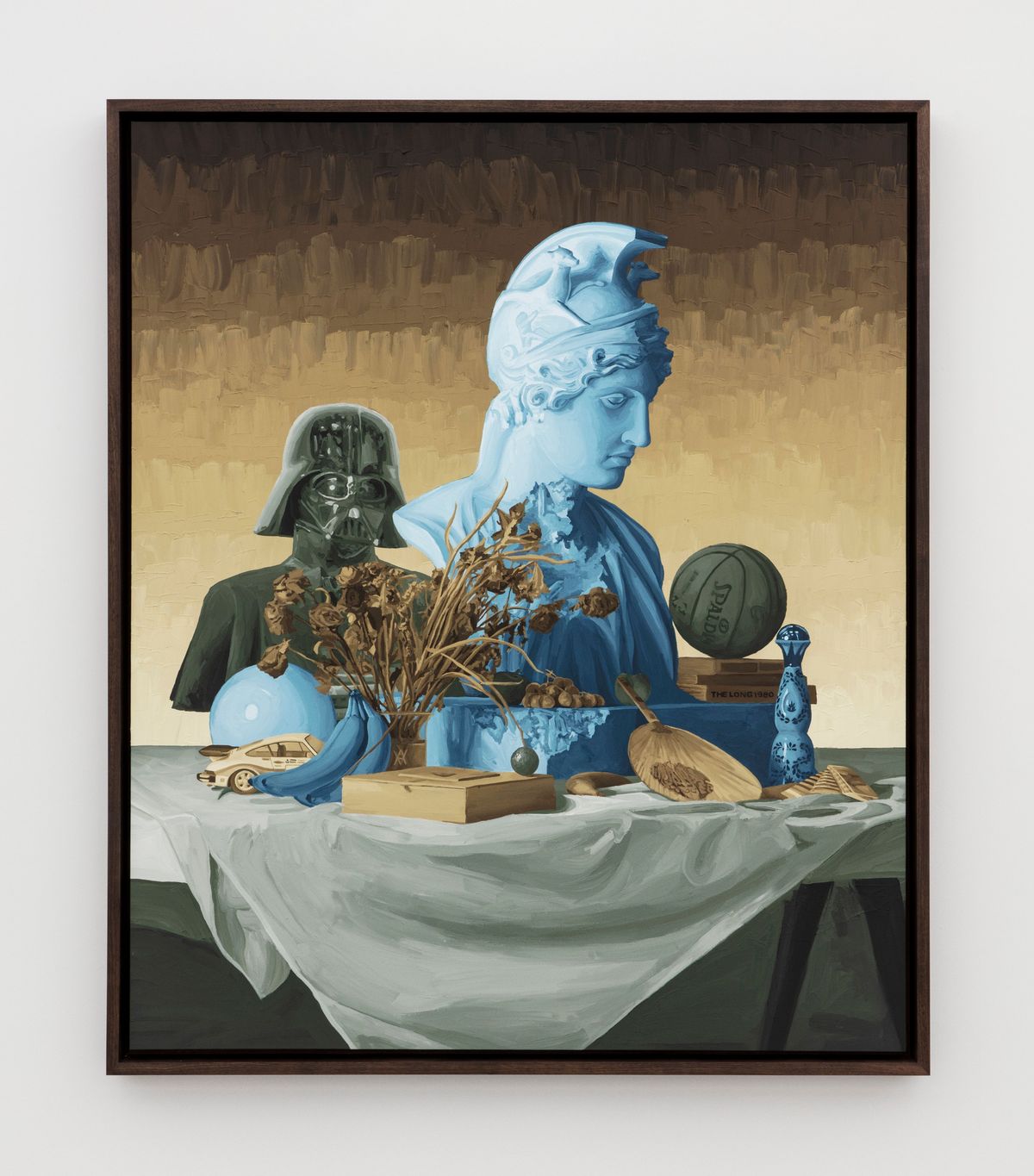 Still Life with Bust of Deified Rome Blue, 2023. Acrylic on canvas. 191.8 x 161.3 cm. Photo by Guillaume Ziccarelli. Courtesy of the artist and Perrotin.