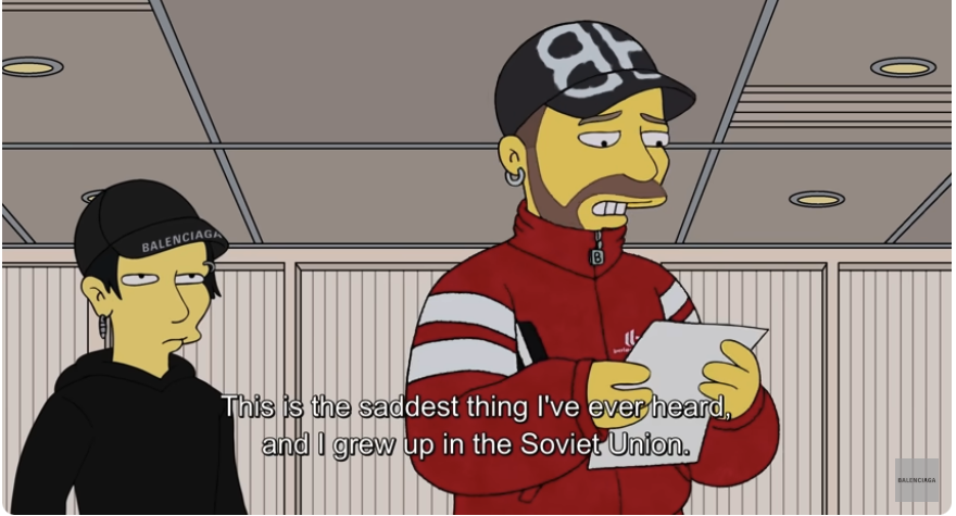 2021년 10월에 공개한 발렌시아가 X 심슨 패션 필름 장면.