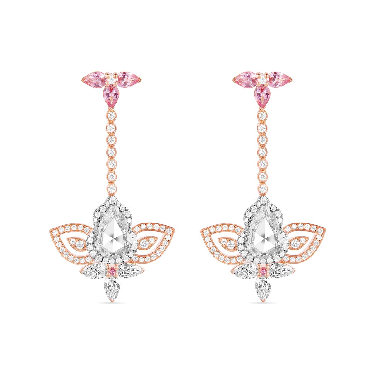 임윤아가 착용한 다이아몬드와 핑크 사파이어가 세팅된 ‘울루 다이아몬드 로터스’ 컬렉션 귀고리. 