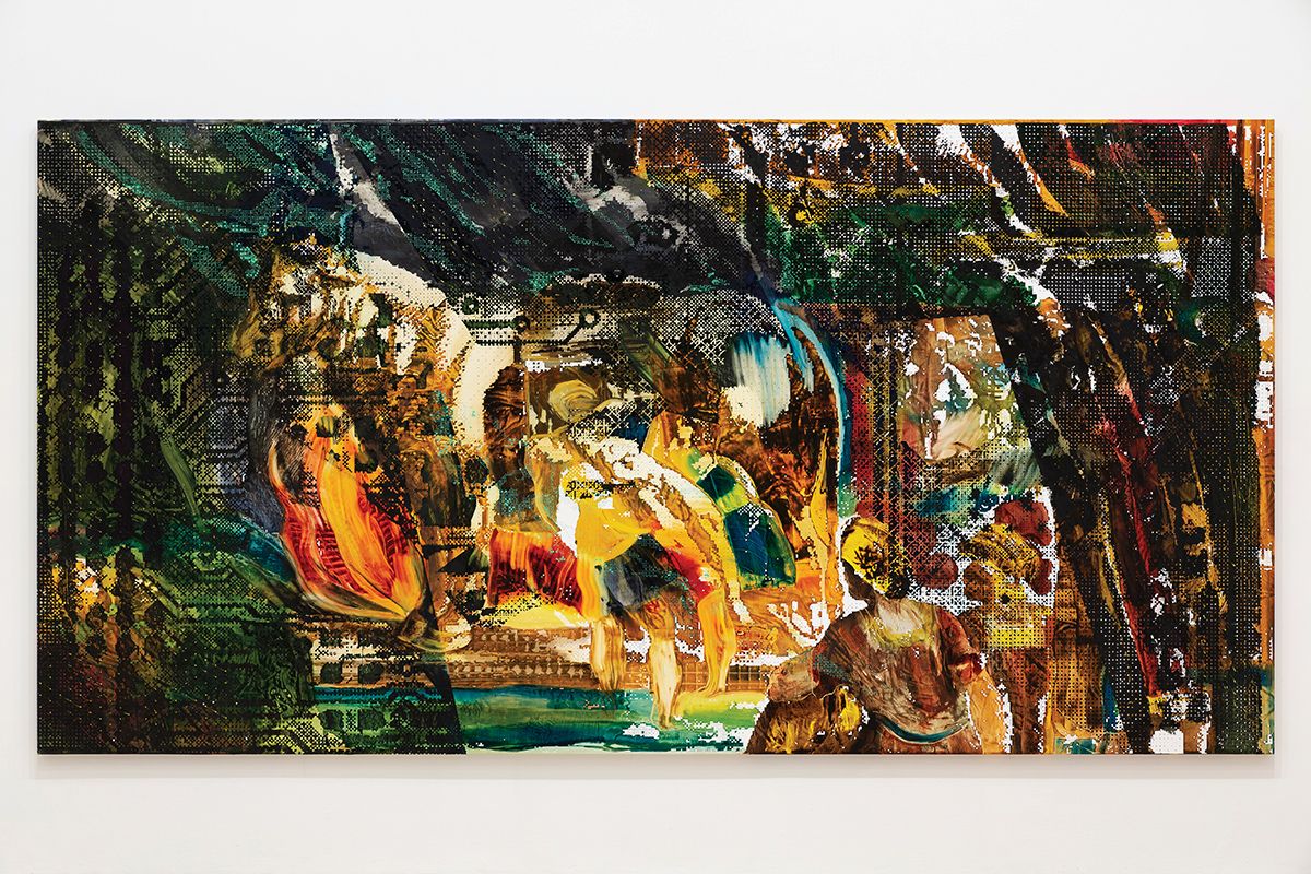 <Brazen Bull>, 2022, Oil on linen, 204.2x396.2cm | 80x156 in. Courtesy the artist and Miguel Abreu Gallery, New York.