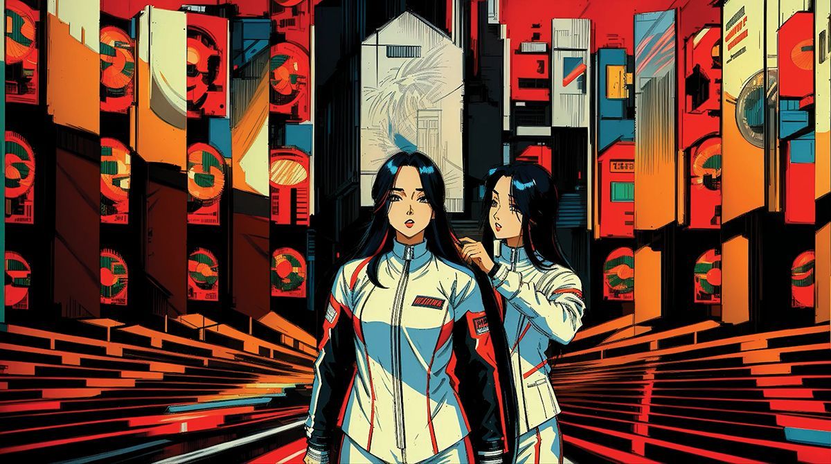 : <딜리버리 댄서의 선: 인버스>(스틸 이미지), 2024, 3채널 영상, 컬러, 2채널 사운드, 조명 설치, 무작위 영상 재생 및 조명 동기화 제어 프로그램, 해시계 조형물, 그래픽 시트, 원형 스크린, 약 27분, 가변 크기. ACC 미래상 제작지원. 작가 및 국립아시아문화전당 제공.