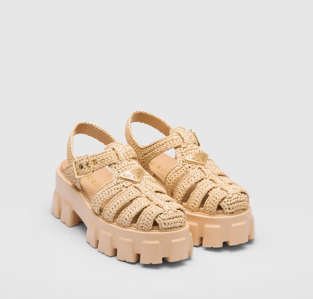 프라다 모놀리스 크로셰 케이지 샌들 195만원