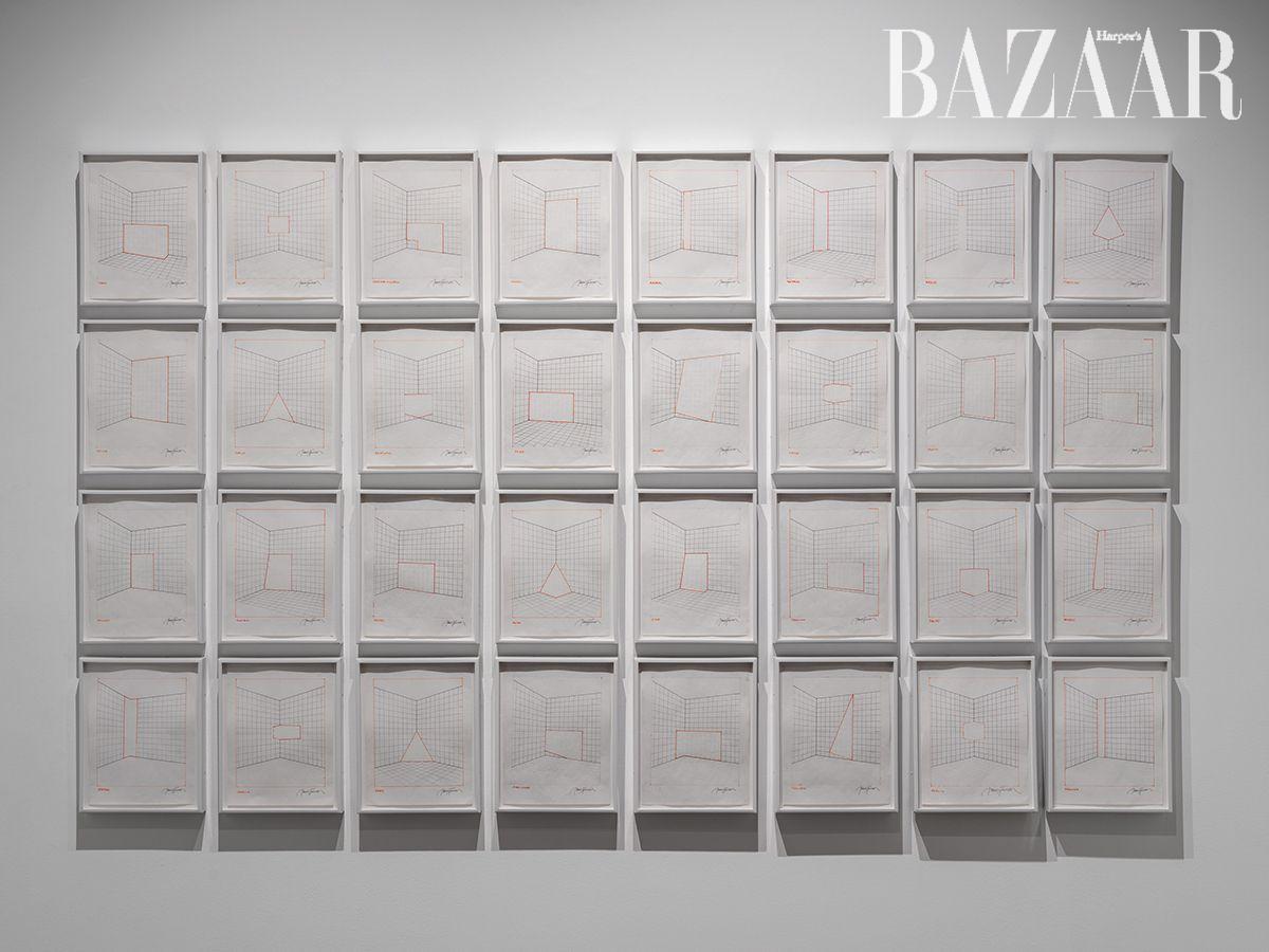 <Projection Piece Drawings>, 1970-1971, 36 ink on paper drawings from 27.9cmx21.6cm to 21.6cmx27.9cm, 36 drawings, each. © James Turrell, courtesy of the artist and Pace Gallery. Photography by studio_kdkkdk