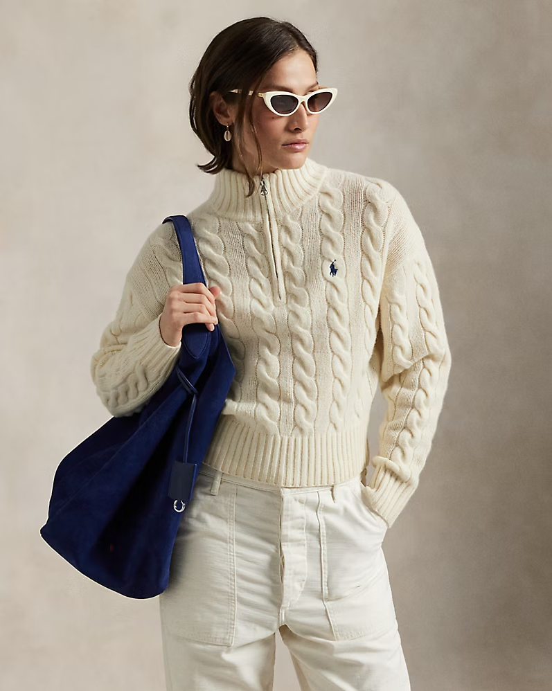 Ralph Lauren 케이블 울 캐시미어 하프 지퍼 스웨터 45만 9천 원 