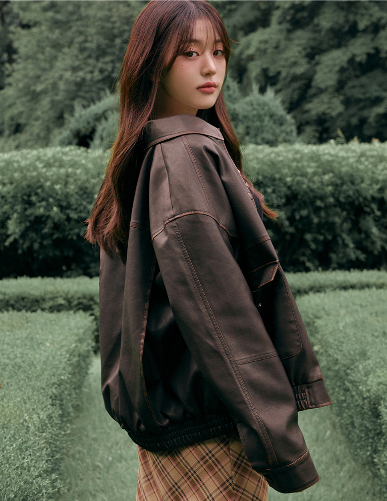 로라로라 빈티지 레더 블루종 재킷 15만원대