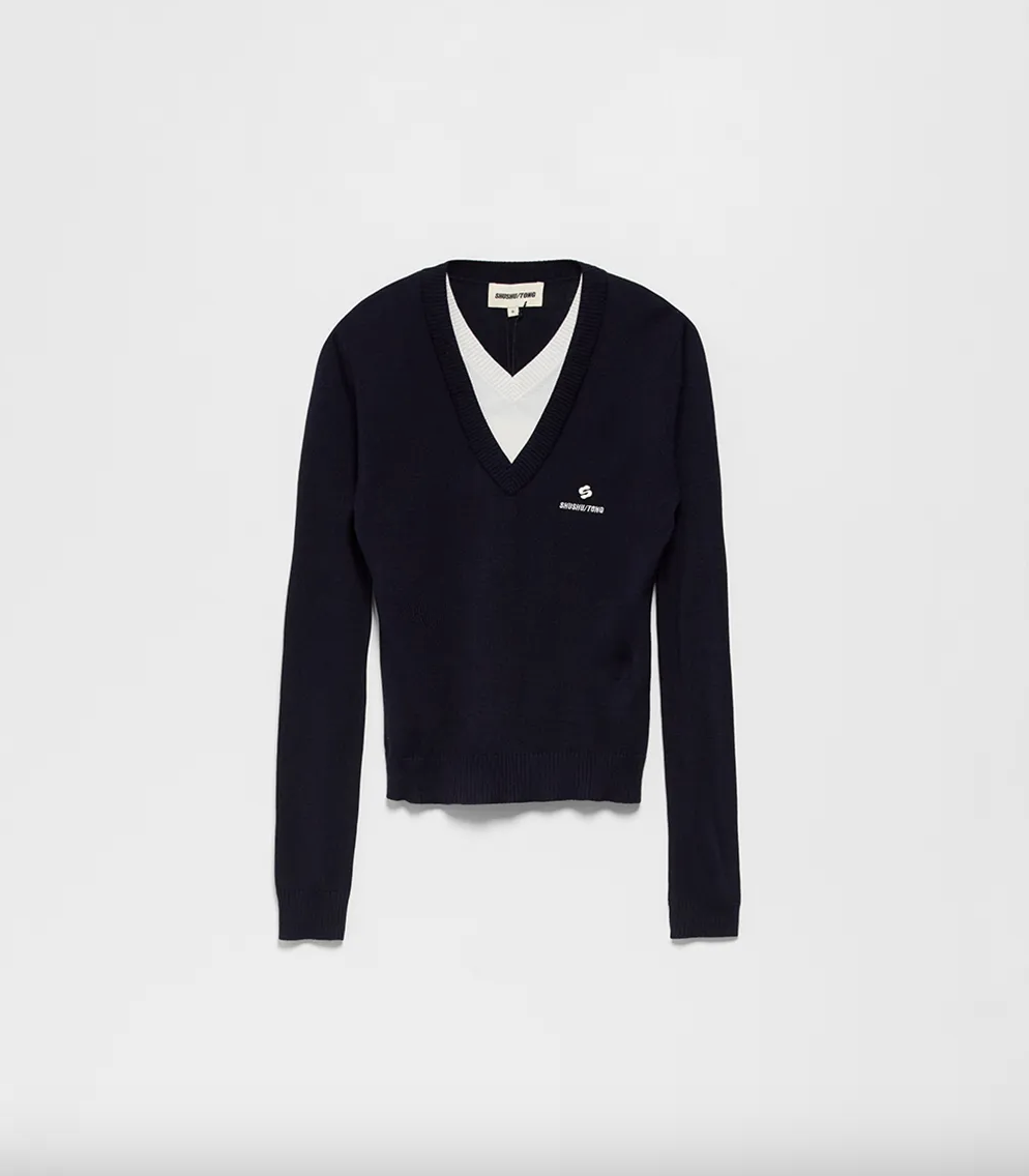 Shushu/Tong Patchwork V-neck knit top 54만9천원