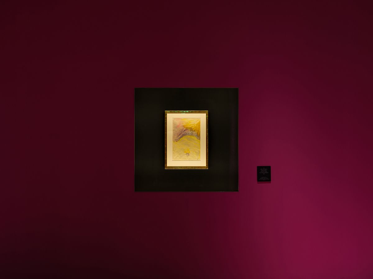 힐마 아프 클린트, <타오르는 불꽃>, 1930, 종이에 수채, 47x31cm. 제13회 서울미디어시티비엔날레 «강령: 영혼의 기술» 전시 전경, 서울시립미술관, 2025. 사진: 홍철기. 서울시립미술관 제공