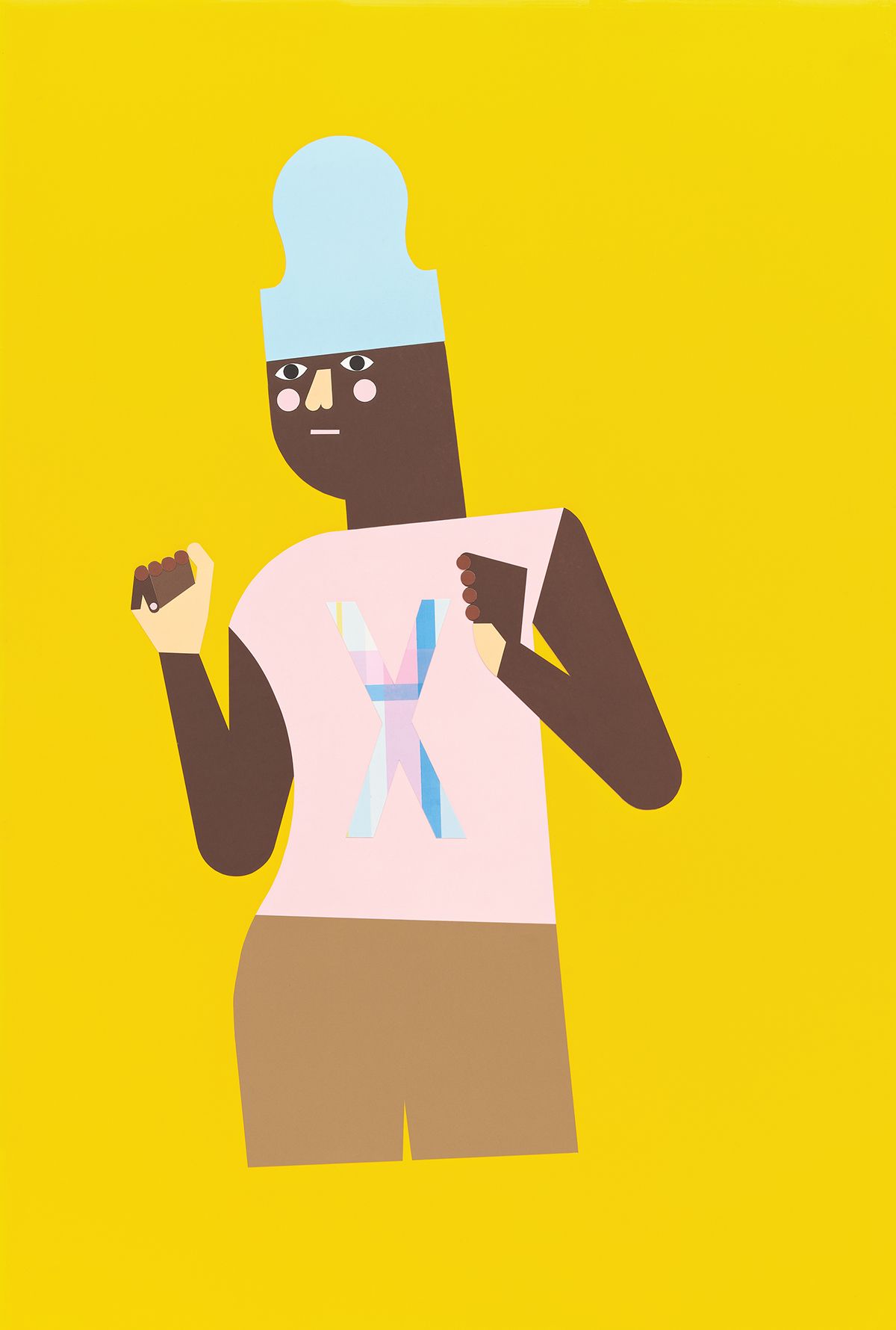 Nina Chanel Abney, <DANCE 1>, 2022, COLLAGE ON PANEL, 57 1/2 x 39 3/8 IN (Paper), 59 x 40 7/8 x 1 3/8 IN (Framed). ⓒ Nina Chanel Abney