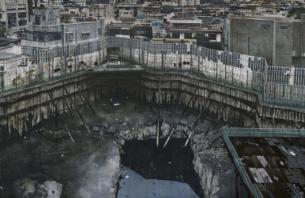 <거멍엉(Black Pool)>, 2025, Acrylic on canvas, 260x400cm. ⓒ AN Gyunsgu, ARARIO GALLERY