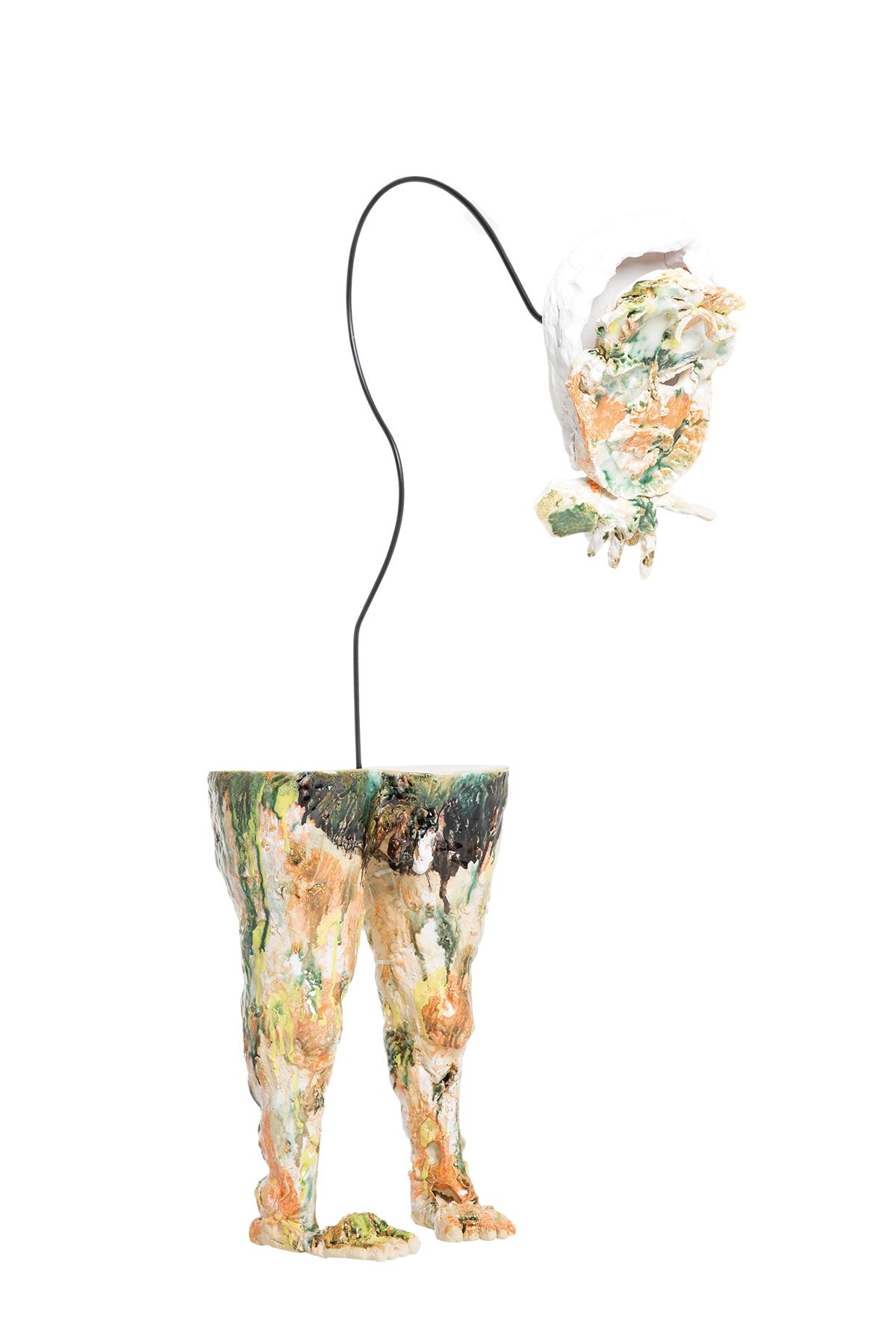 김대운, <Direction of Gaze>, 2020, Clay, glaze, steel, clay-type resin, acrylic, 105(h)x60x30cm. © Dan Kim. 사진: Dan Kim