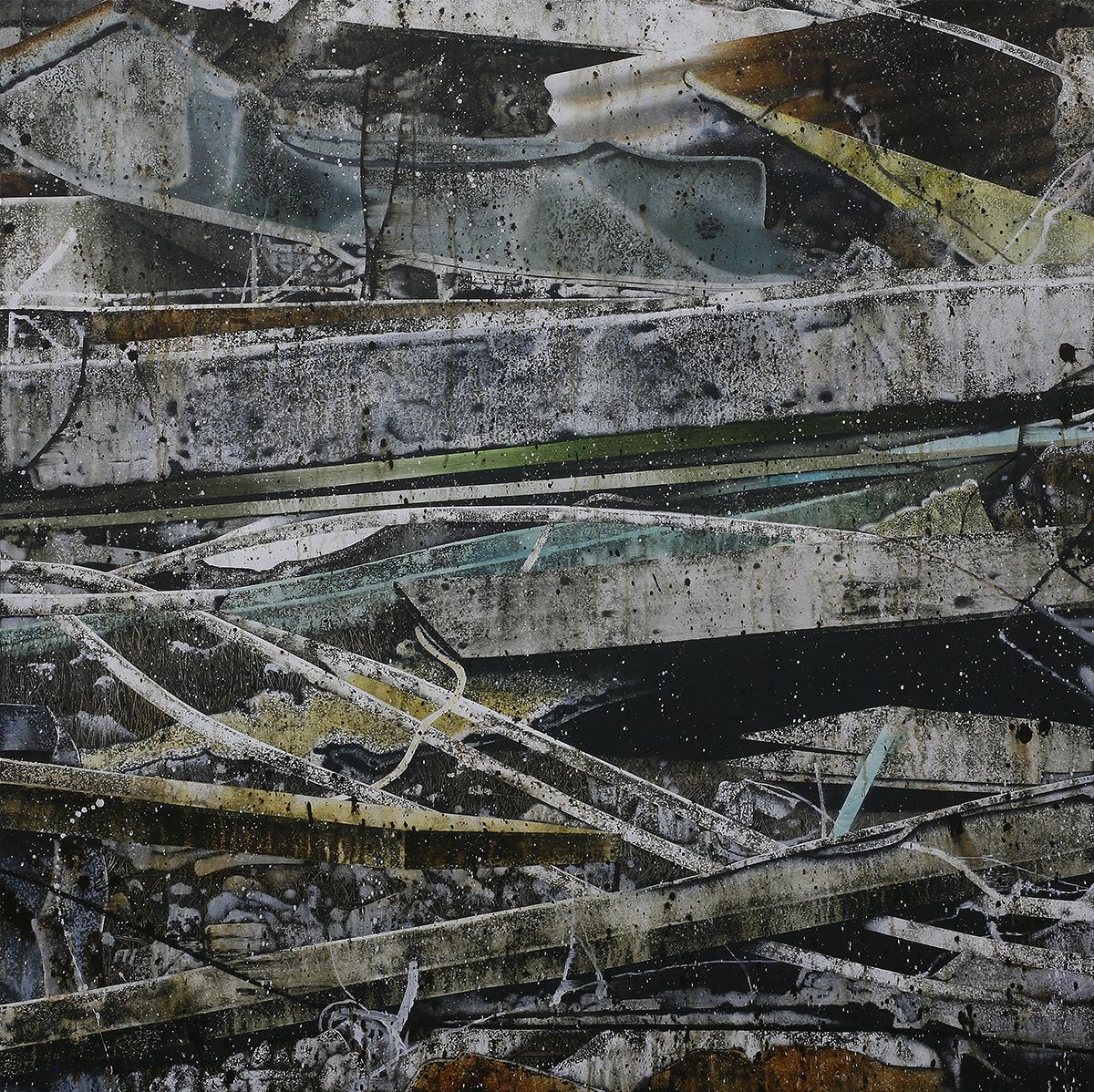 <겹겹(Layered)>, 2025, Acrylic on canvas, 120x120cm. ⓒ AN Gyunsgu, ARARIO GALLERY