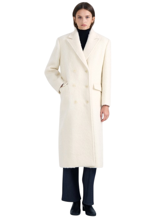 브러쉬드 더블 롱 코트