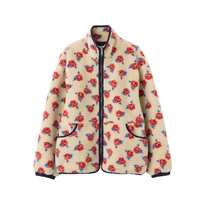 로즈 프린트 플리스 재킷