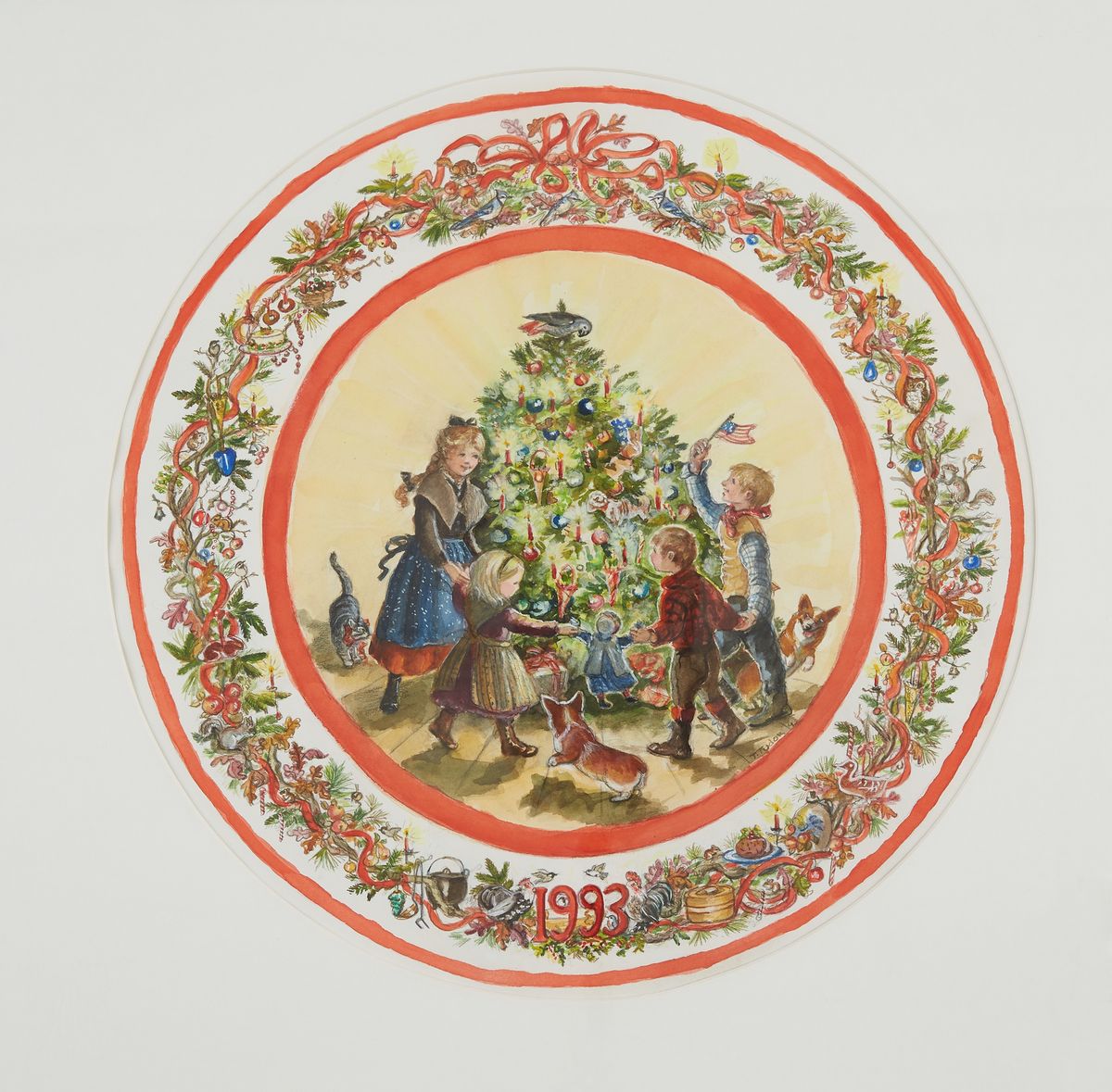 Hooray for Christmas, 1993, Pencil and water color on paper, 37 x 37 cm