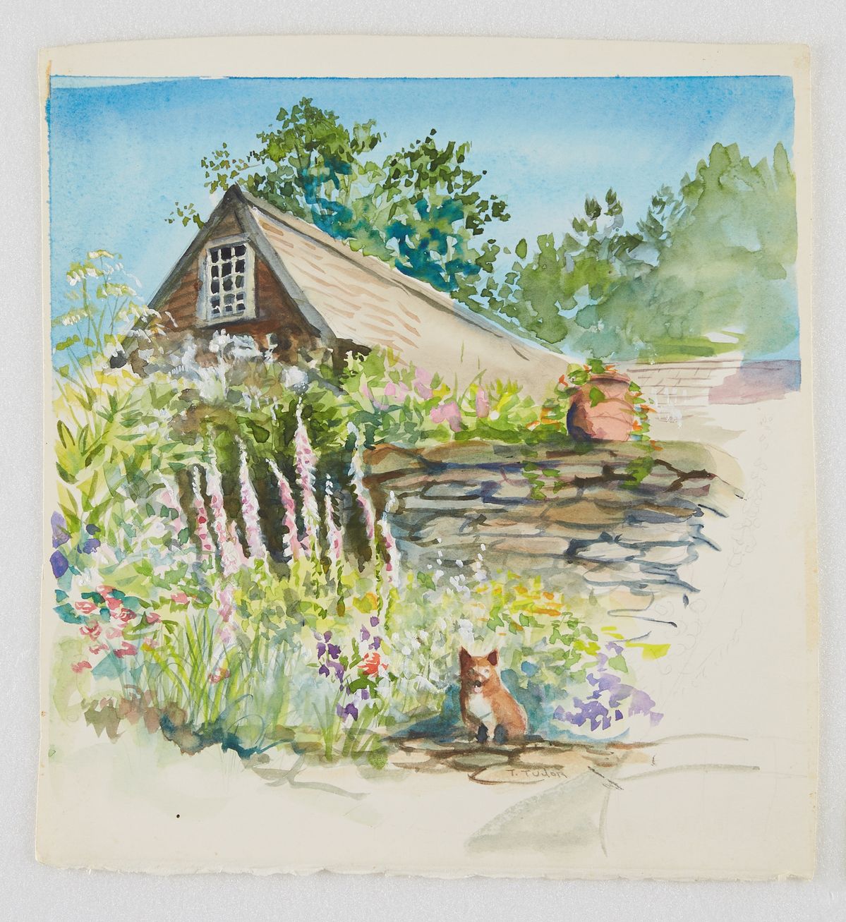 Terrace at Corgi Cottage, Watercolor onpaper, 27 x 25 cm