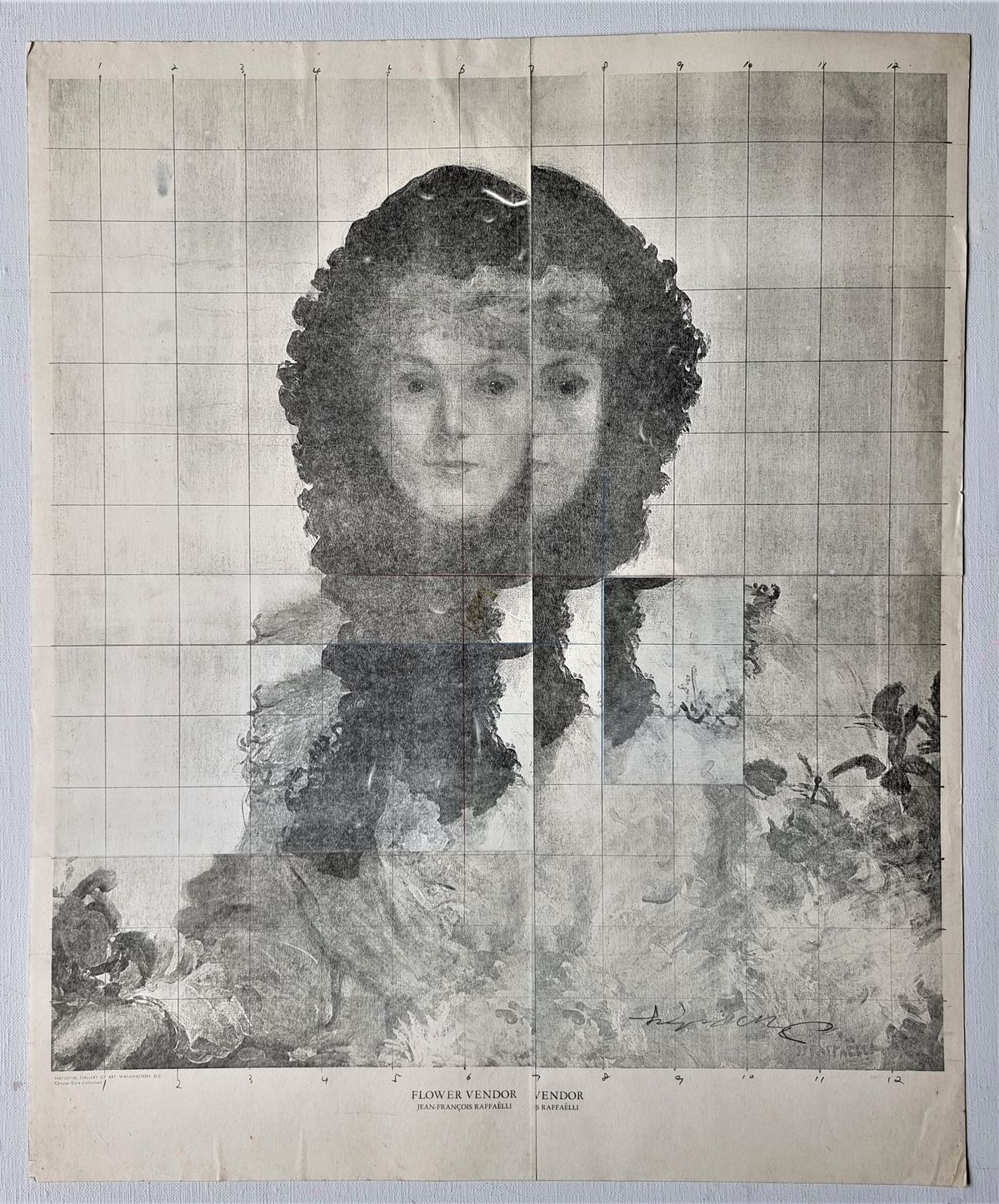 한만영, Paper work, 1982, 프린트된 이미지에 연필, 64x52.5cm