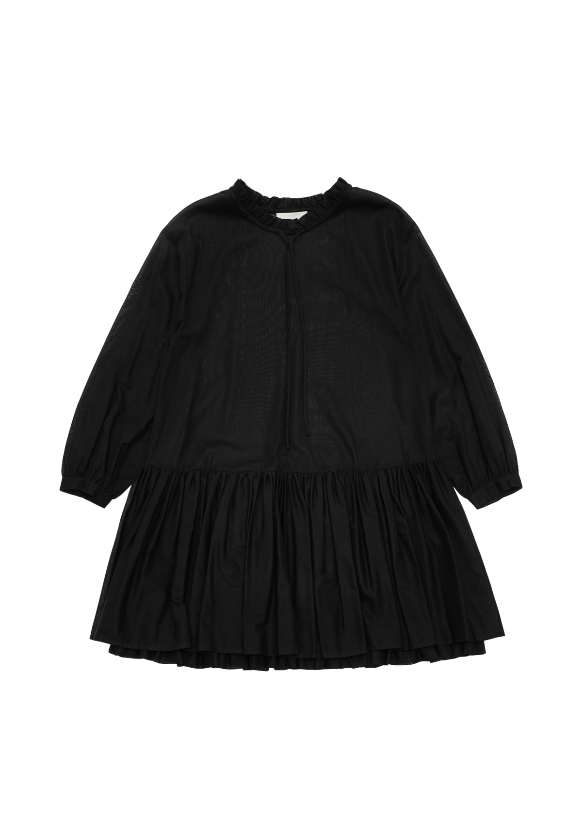 SHEER NECK FRILL DRESS