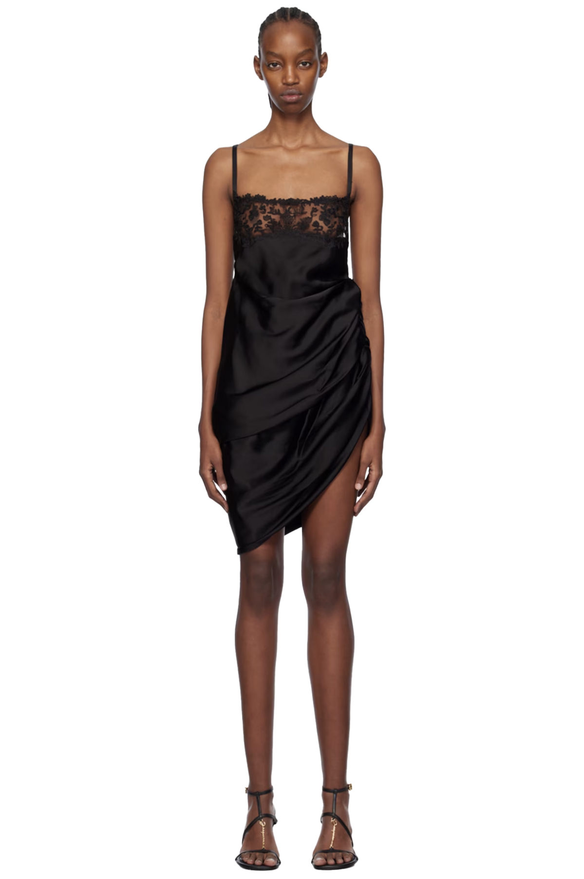 블랙 레 스컬프처 라 사우다드 브로데 미니 드레스