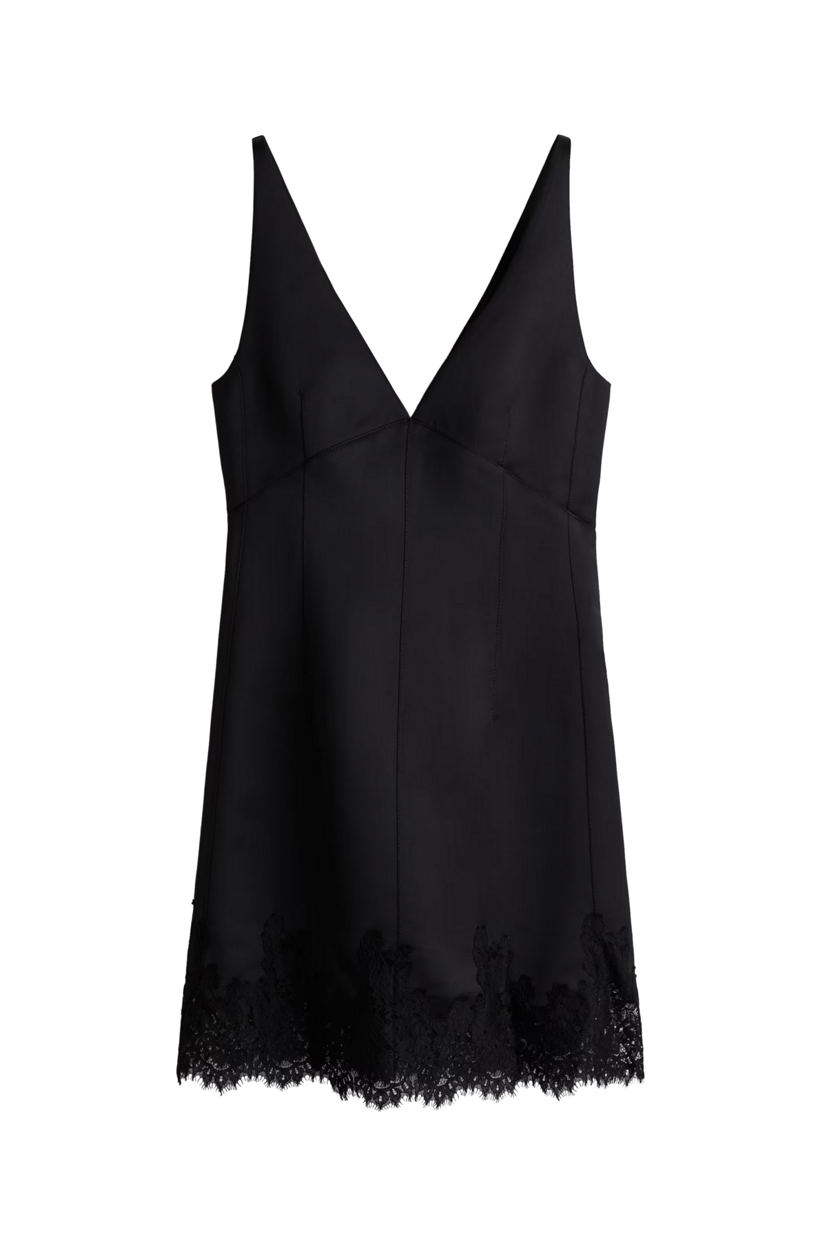 레이스 트리밍 새틴 드레스