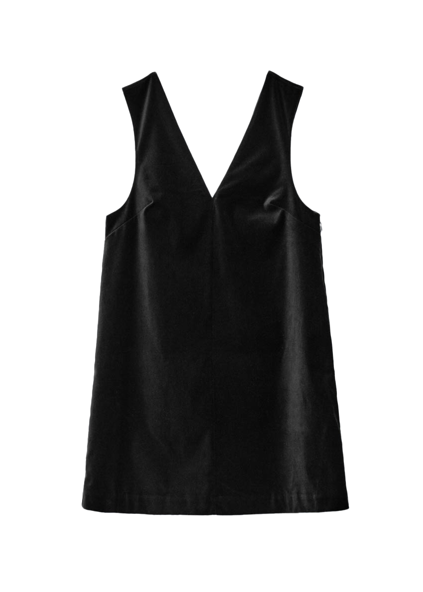 V 넥 벨벳 미니 드레스