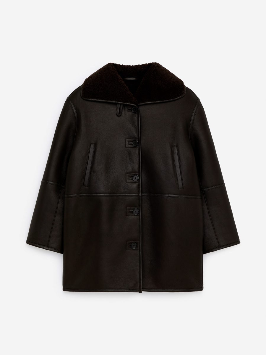 시어링 라인드 레더 재킷