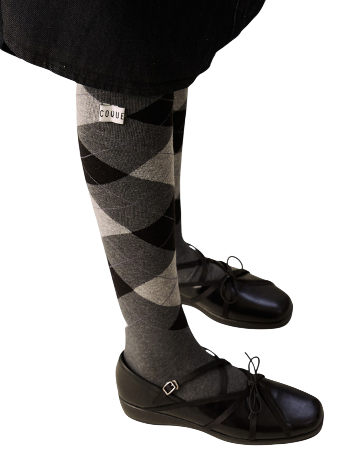 ARGYLE OVER KNEE SOCKS CHARCOAL