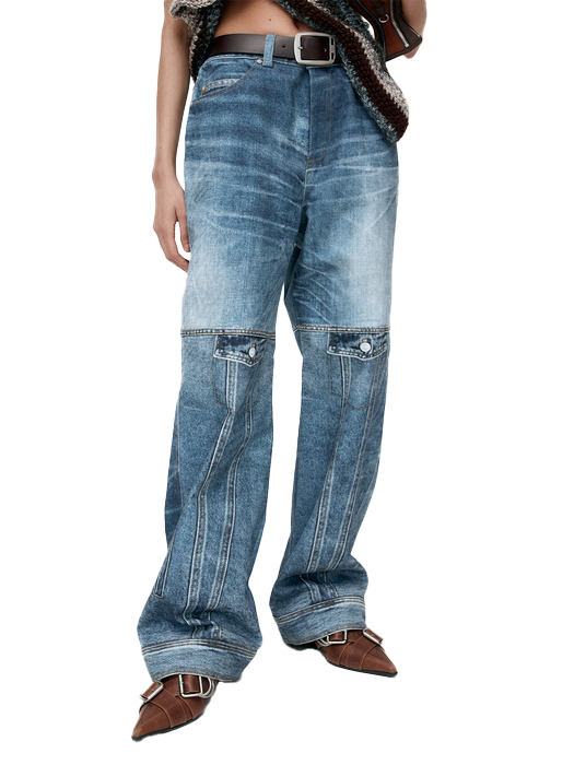 UNISEX CUSTOM-LIKE PRINTED DENIM PANTS