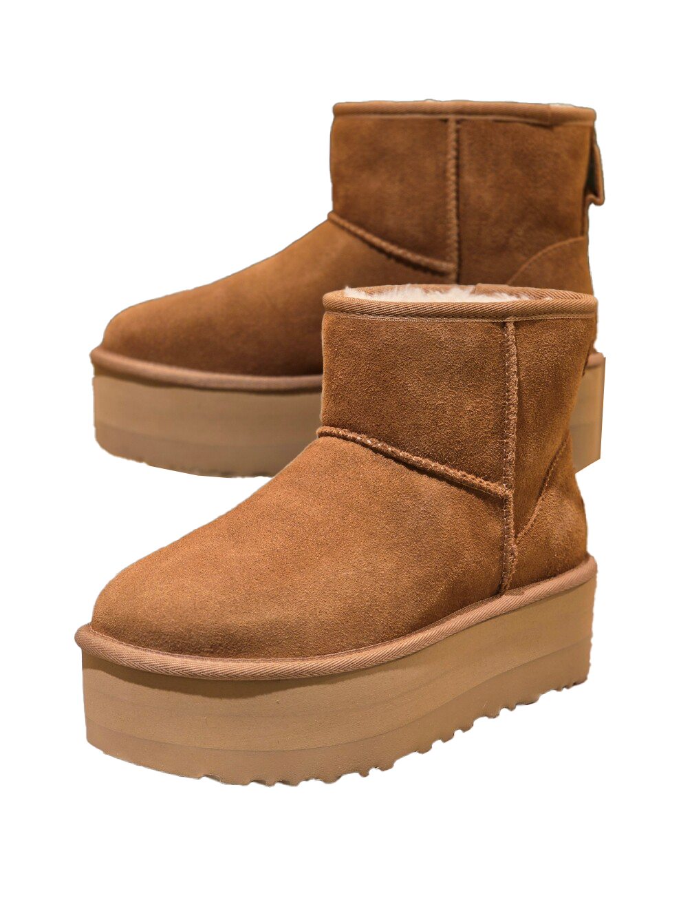 여성 털부츠 클래식 미니 플랫폼 504 체스트넛