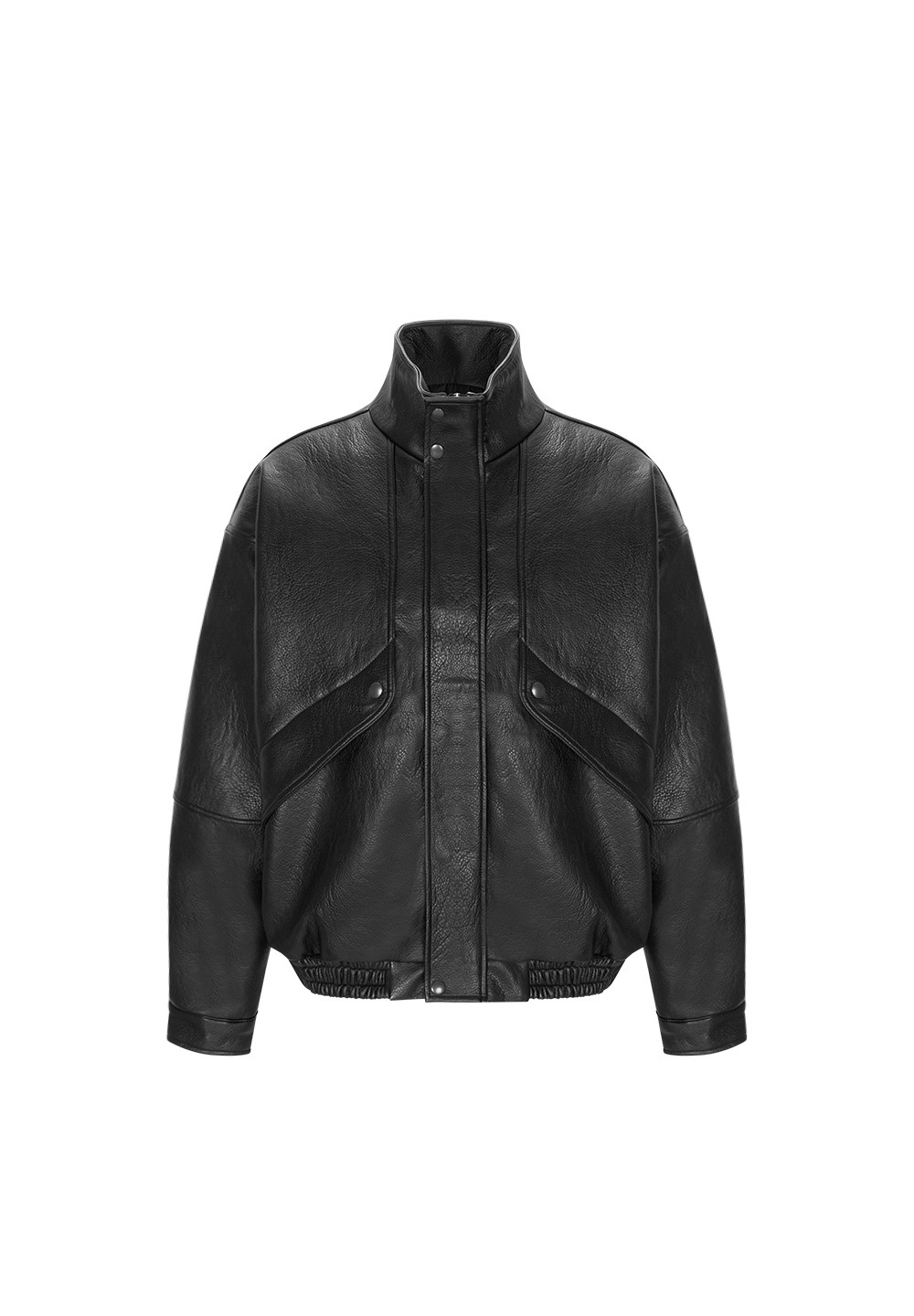 Arc High-neck Leather Padded Blouson Jacket