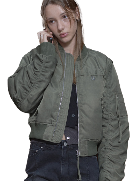 SHIRRING DETACHABLE MA-1 JUMPER JACKET KH