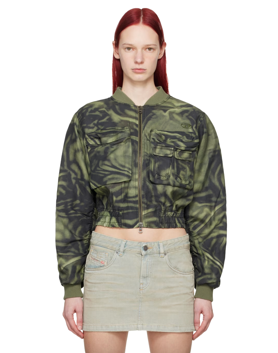 블랙 & 그린 클로 보머 재킷