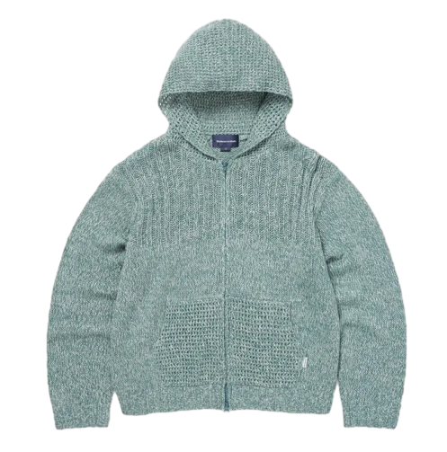 크로쉐 니트 집업 후디