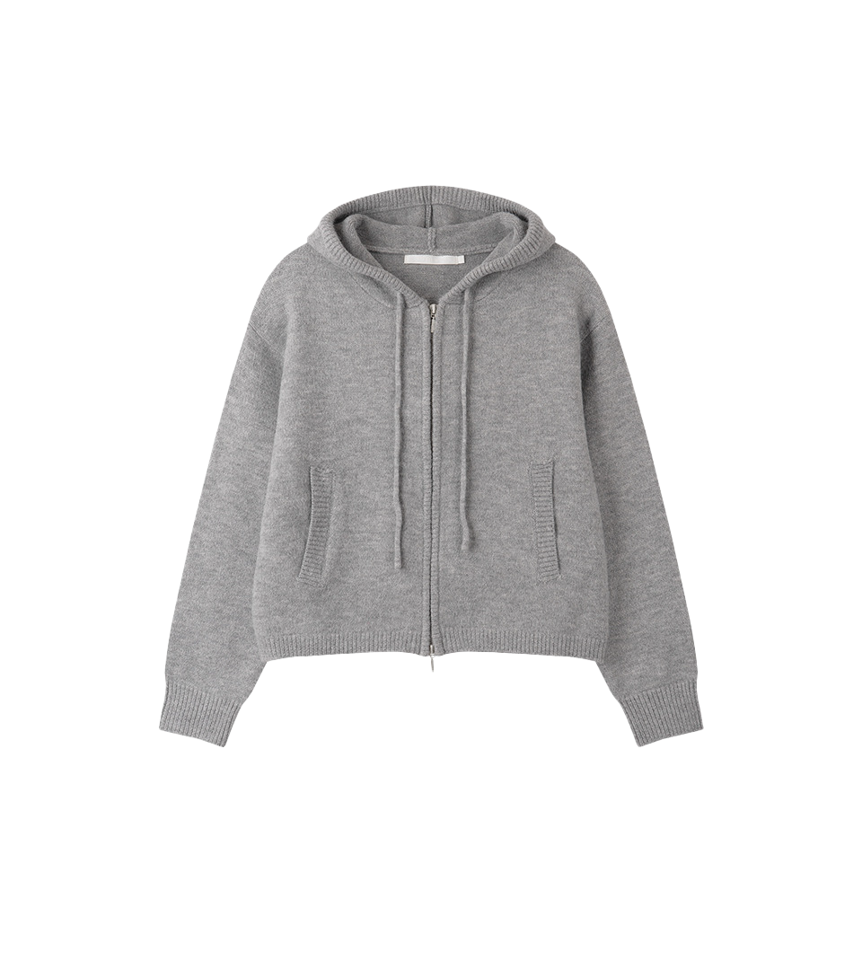 로티 투웨이 니트 후드 집업