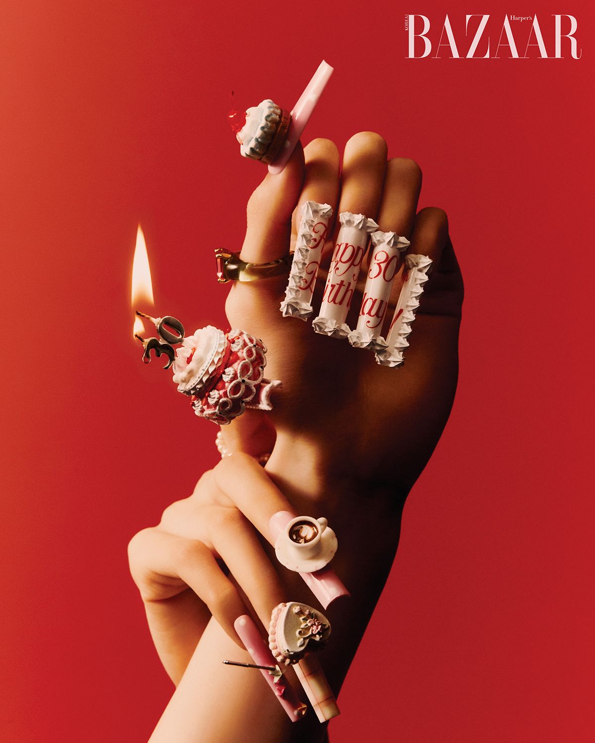 김서울이 <바자 코리아> 창간 30주년을 위해 준비한 네일 아트. 