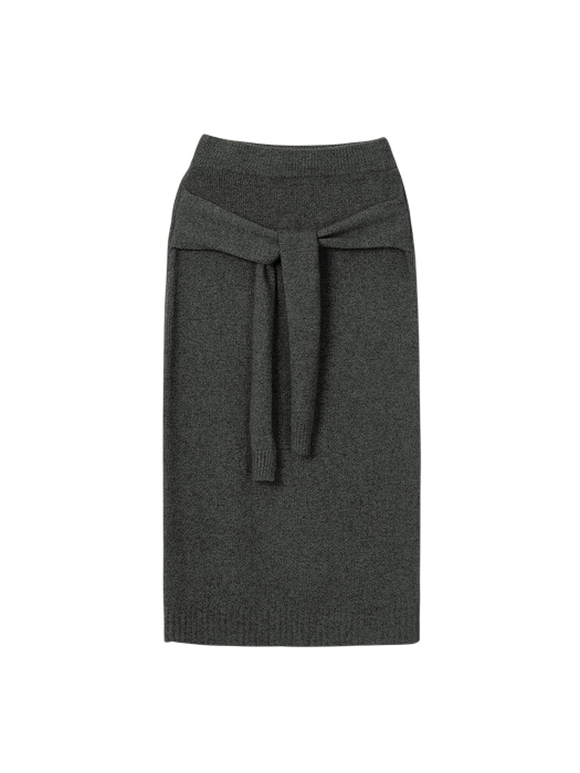 YAVIN TIE WOOL KNIT SKIRT_CHARCOAL