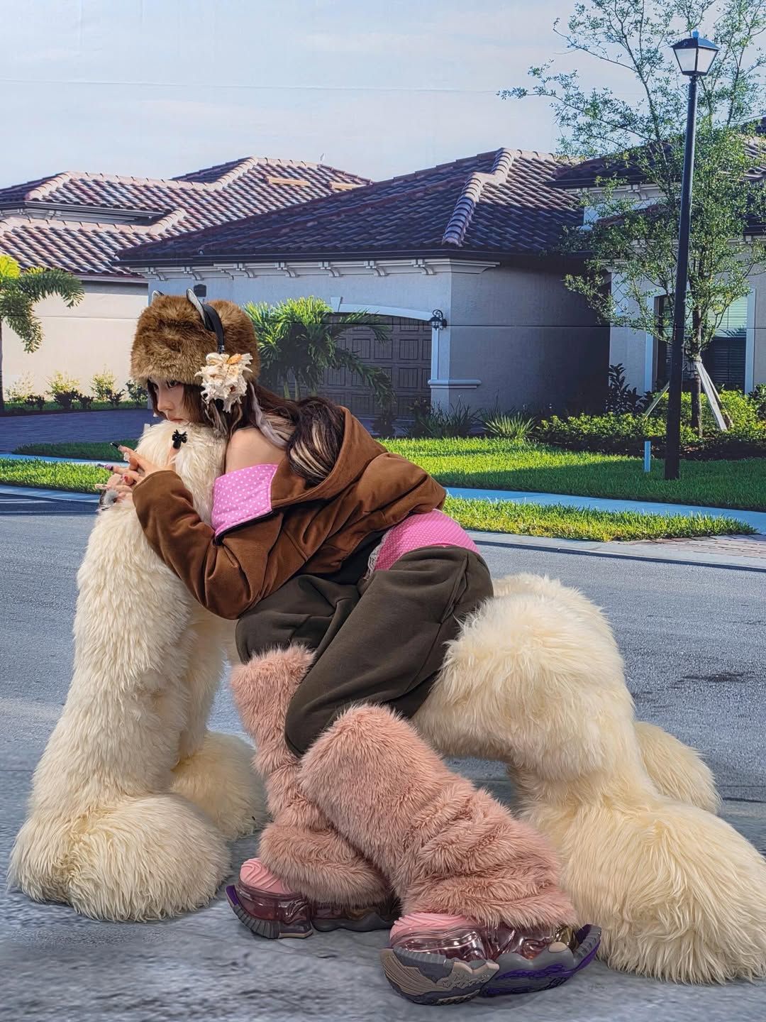 퍼 소재의 레그 워머로 유니크한 분위기를 자아낸 올데이 프로젝트 영서 / @youngseo