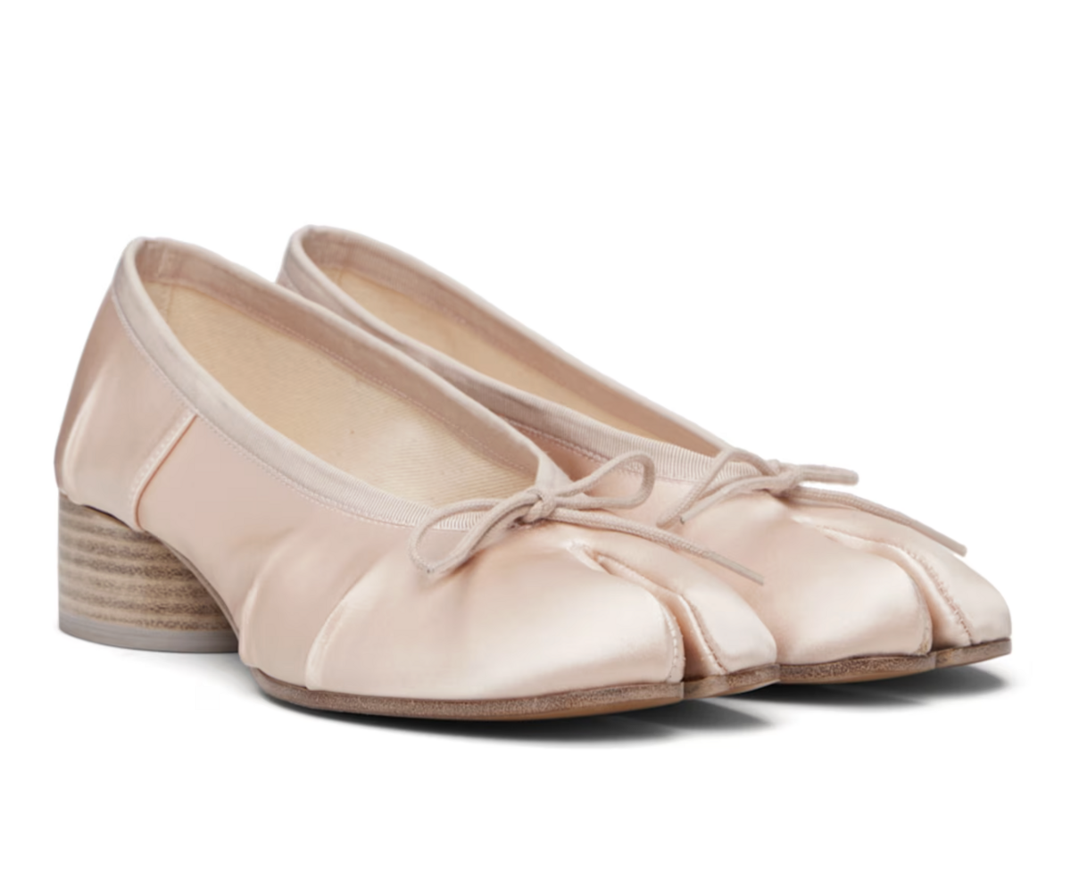 핑크 타비 새틴 발레리나 힐