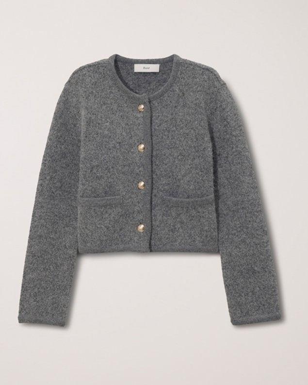 COLLARLESS KNIT JACKET