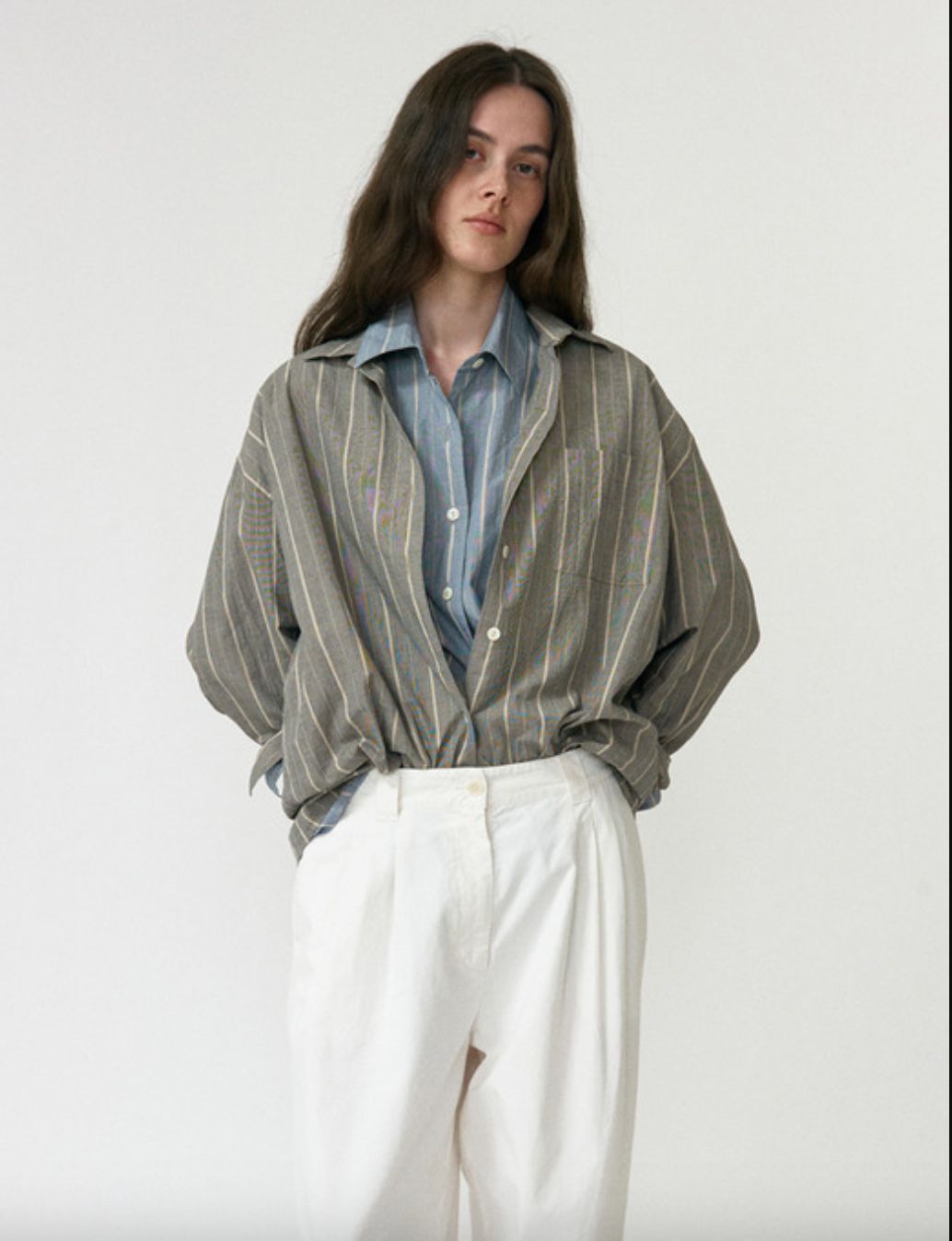 낫띵리튼 모스 스트라이프 루즈핏 셔츠 18만9천원