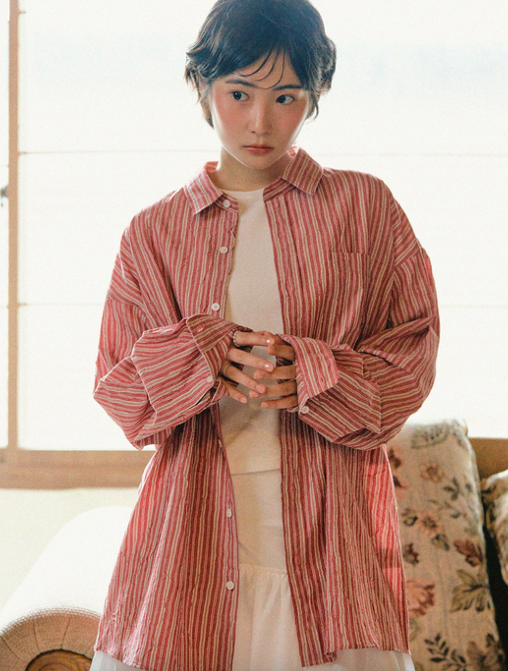 다이아몬드 레이라 크리즈 플라멩고 스트라이프 셔츠