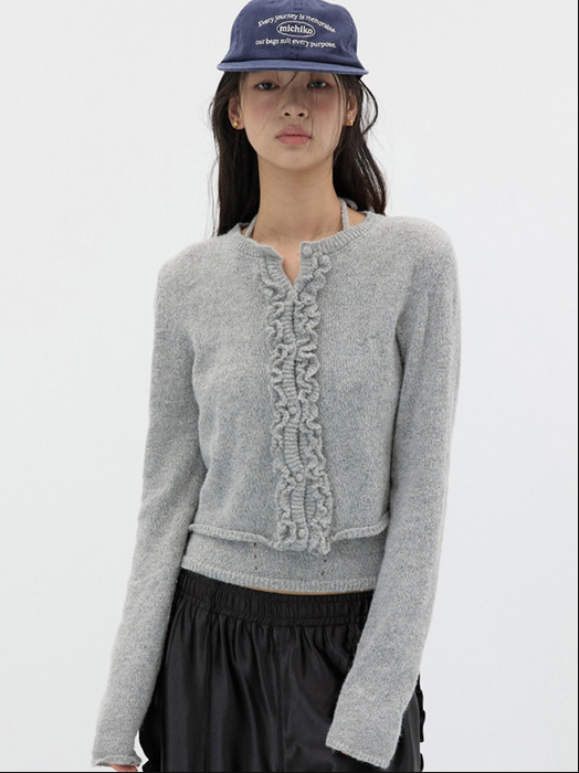 미치코런던 러플 울 니트 가디건 6만원대