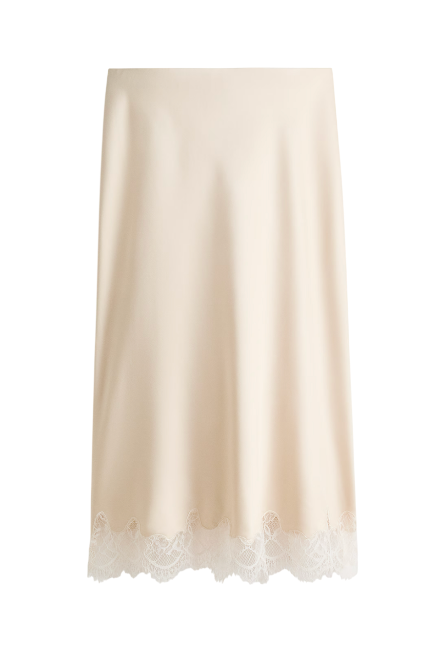 레이스 트리밍 슬립 스커트