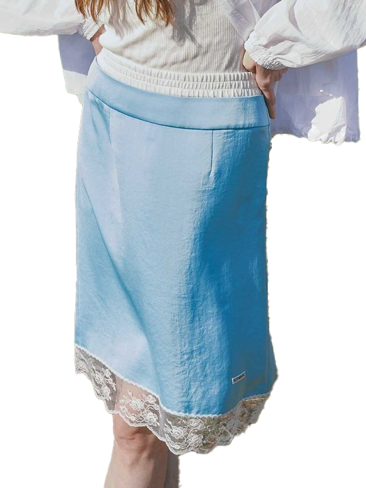 새틴 미디 스커트