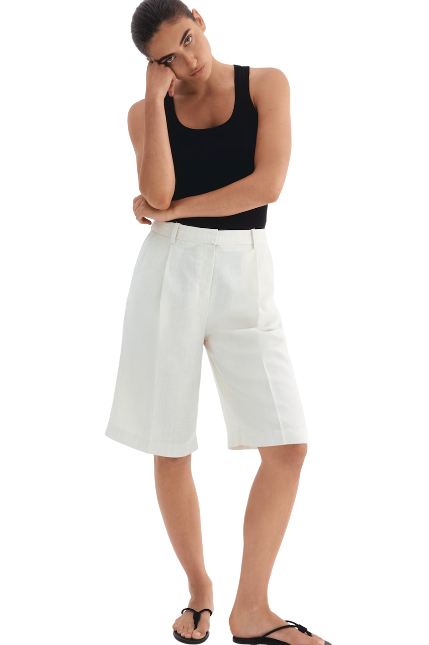 리넨 블렌드 버뮤다 쇼츠