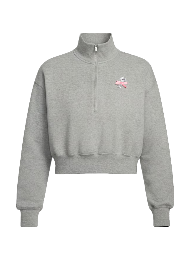 여성 오버사이즈 쿼터집 크롭 스웻셔츠