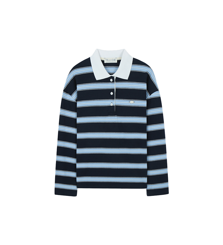 코튼 스트라이프 폴로 티셔츠