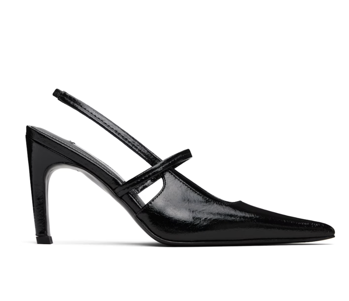 Black Naplak Stiletto Slingback Heels