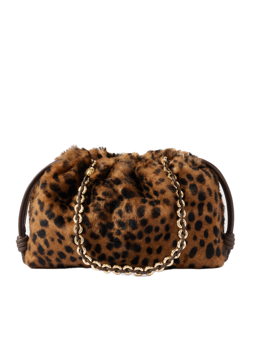 미디움 레오파드 프린트 시어링 클러치