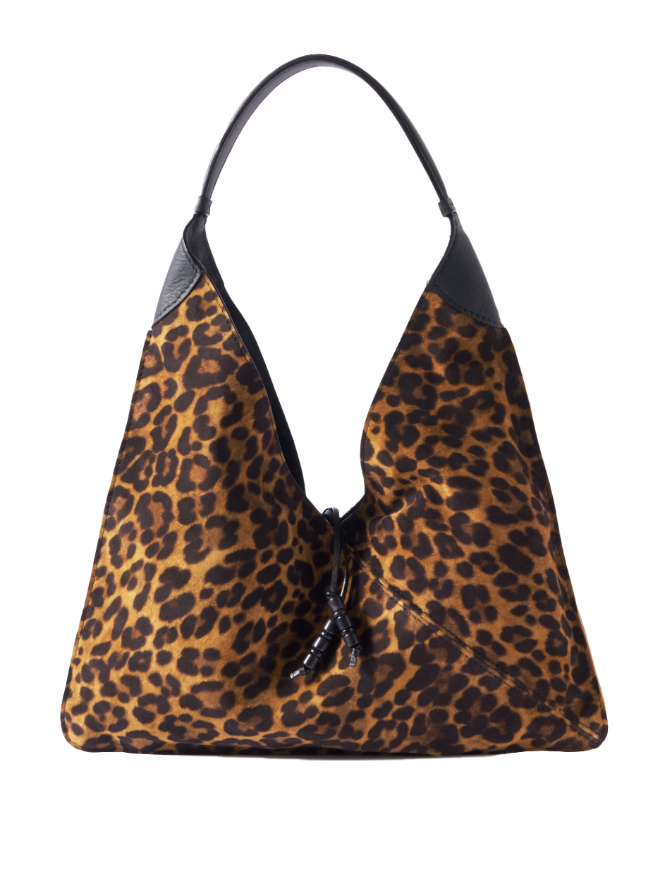 오리가미 미디움 레오파드 스웨이드 토트