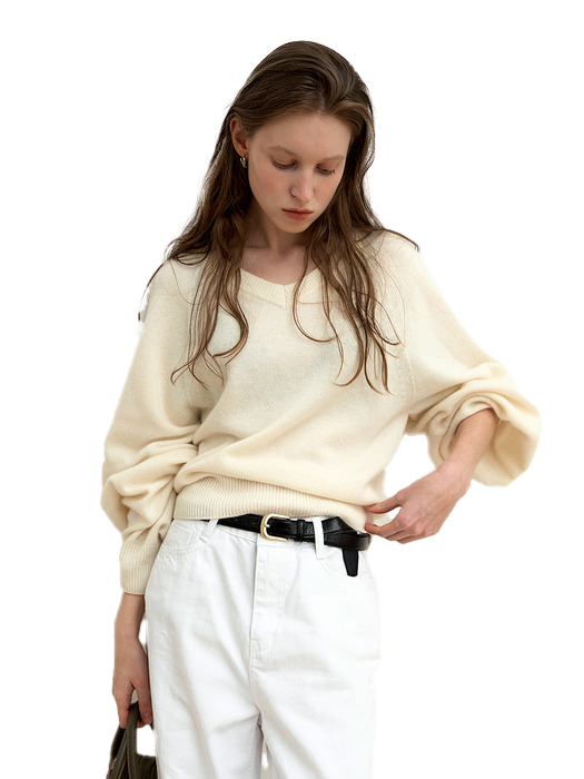 홀가먼트 V 넥 니트